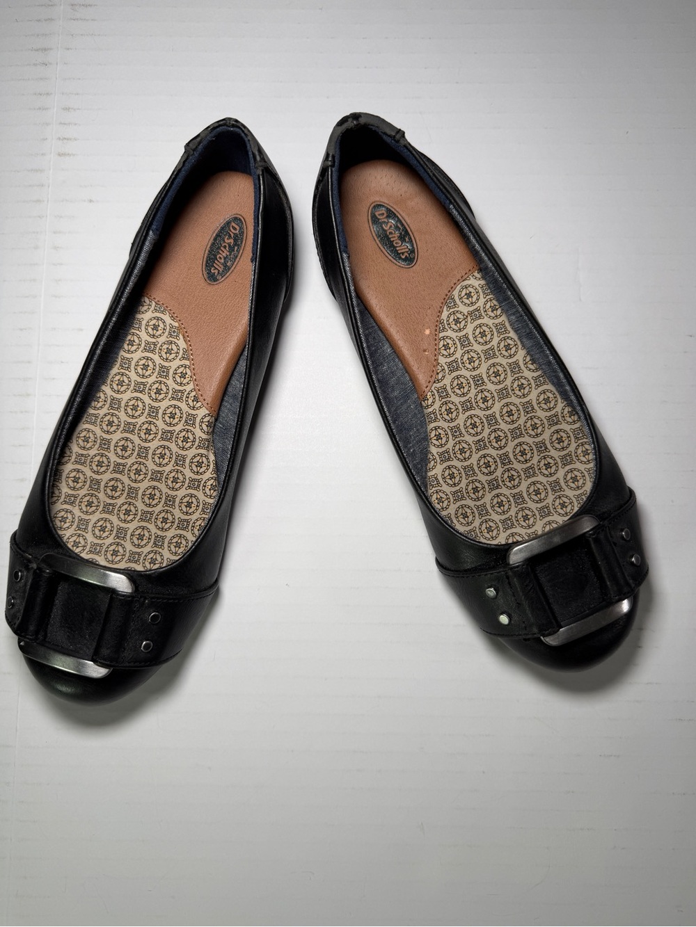 Dr. Scholl's Black Ballet Flats with Decorative Buckle new but with wear